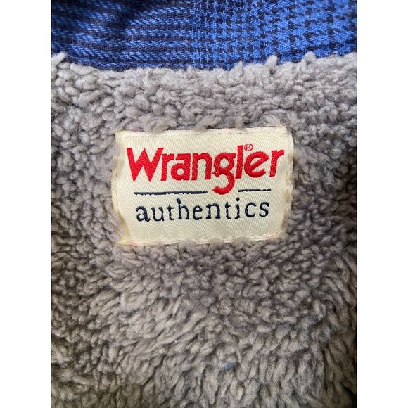 Wrangler Authentics Mens Sherpa-Lined Plaid Shirt Jacket Blue 3XL/3TG Outerwear - Picture 3 of 8